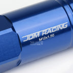 20 PCS Open End M12x1.5 60mm Tall Blue Aluminum Lug Nuts for JDM Vehicles