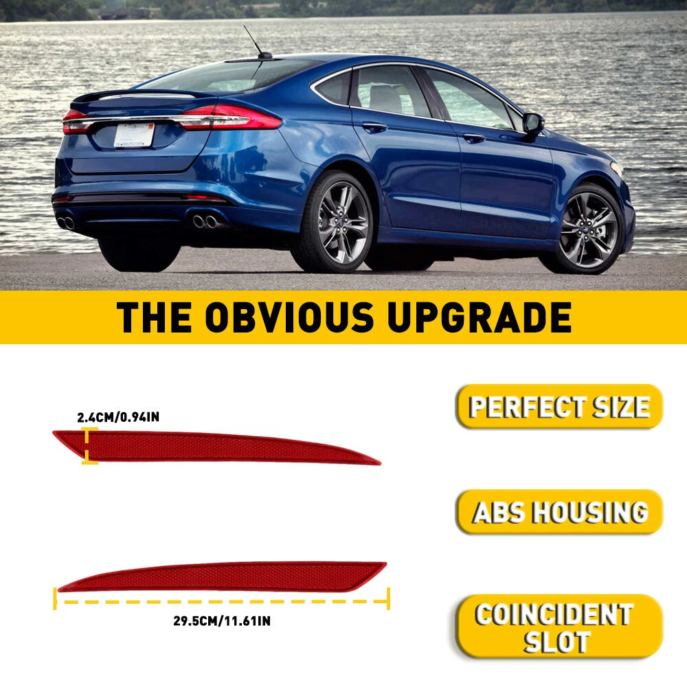 Set of 2 Rear Bumper Reflector Side Marker Light Covers for Ford Fusion (2013–2018)