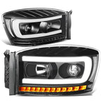 LED DRL Sequential Turn Signal Projector Headlight for Ram Truck (2006–2009)