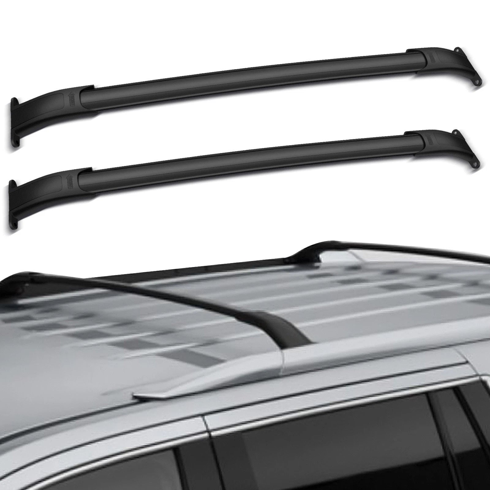 Set of 2 Black Roof Rail Cross Bars for GMC Yukon (2015–2019)
