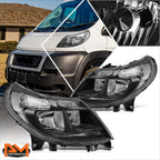 Set of 2 Black Housing Clear Side Headlights for Ram Promaster 1500 2500 3500 (2014–2022)
