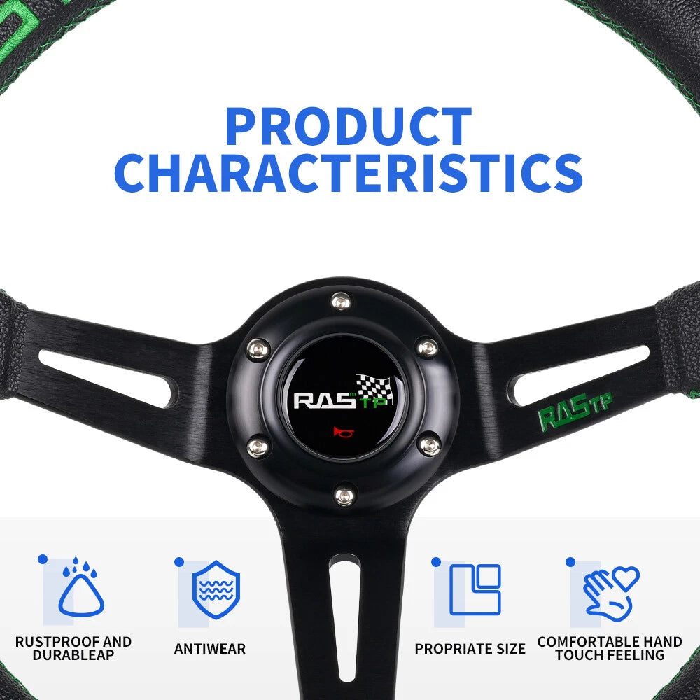 350mm Deep Dish Aluminum Sport Racing Steering Wheel for Drifting