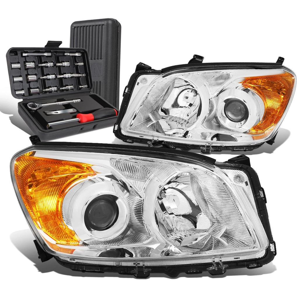 Chrome Amber Side Projector Headlight Lamps for Toyota RAV4 (2009–2012)