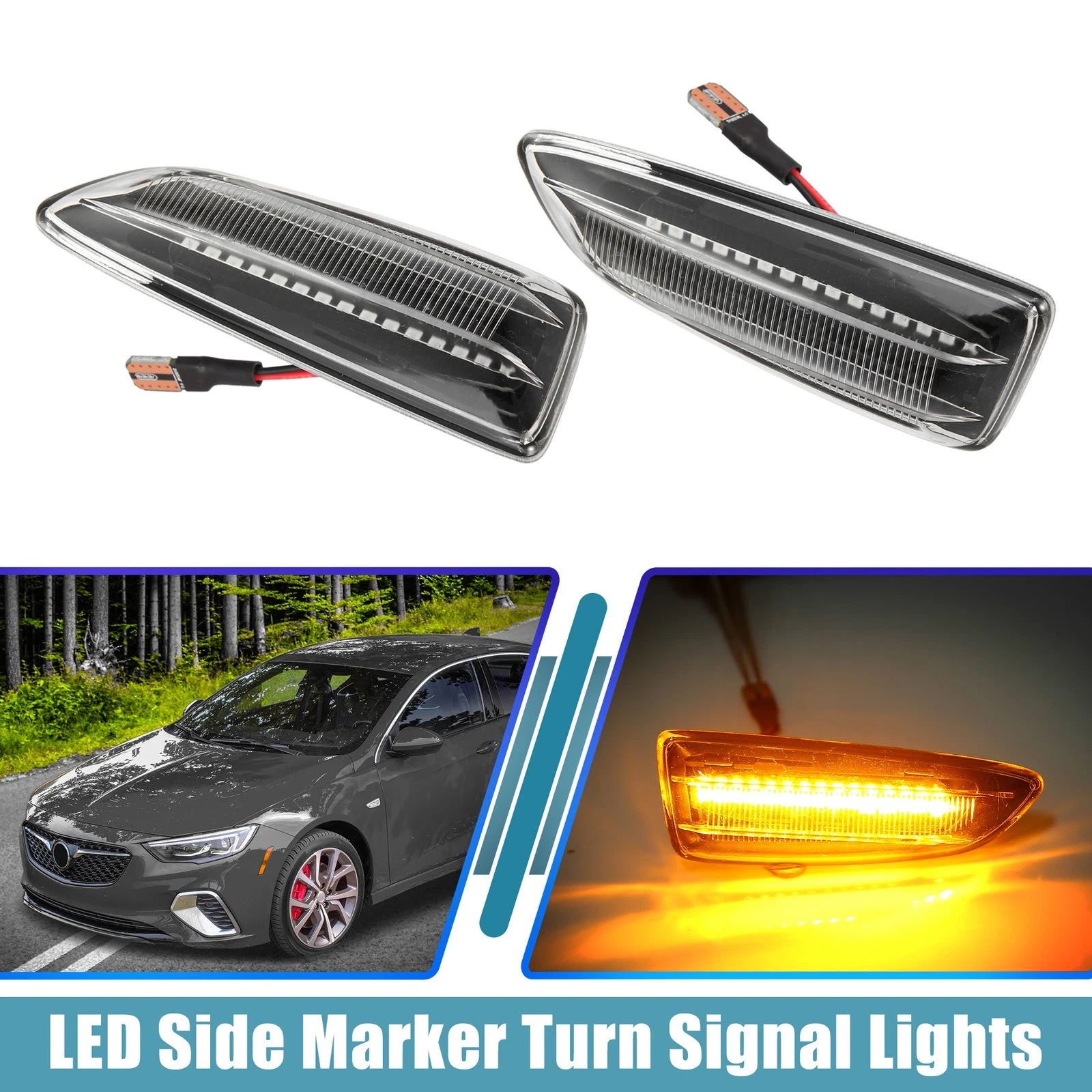 2X LED Side Marker Turn Signal Lights Yellow 13491088 for Opel