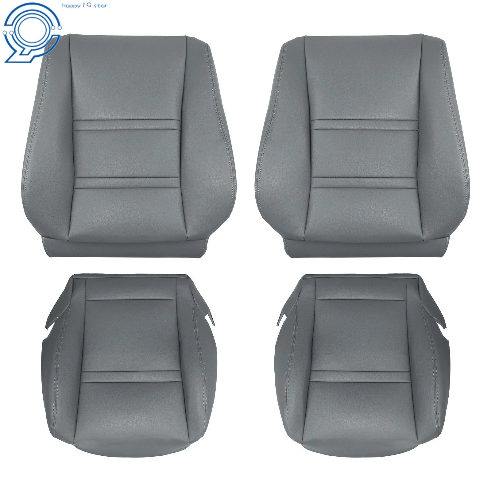 Set of 2 Front Seat Covers for Toyota Land Cruiser (1990–1997) Gray Leather