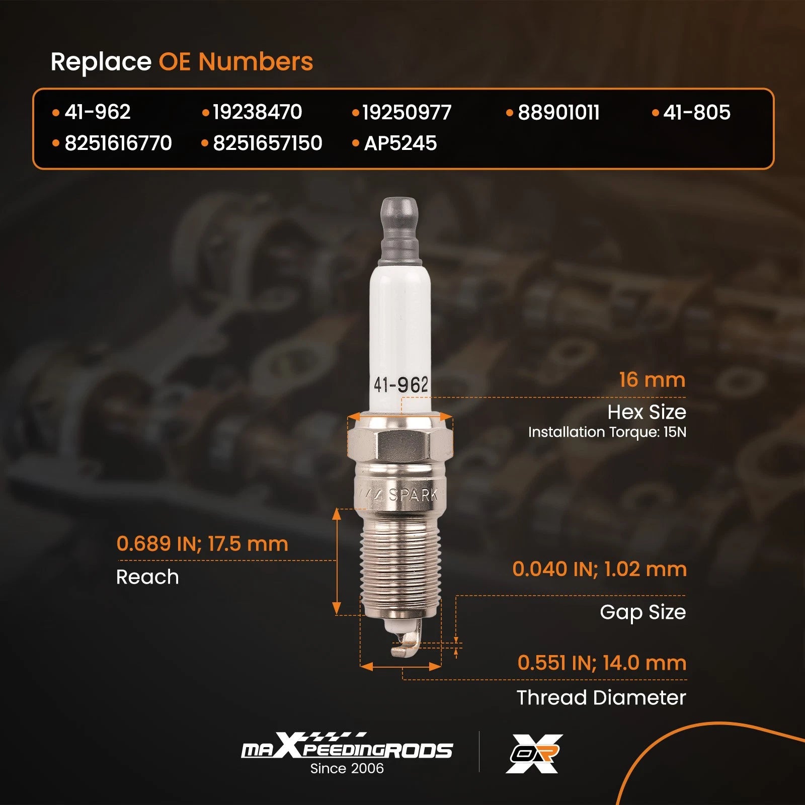 Set of 8 Iridium Spark Plugs for Cadillac CTS Escalade (2002-2012)