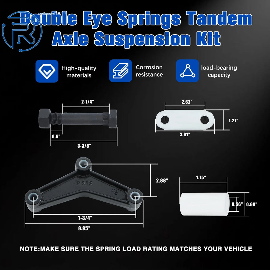 Tandem Trailer Boat Axle Suspension Shackle Kit for Double Eye Spring