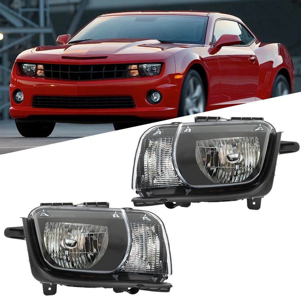 Set of 2 Front Headlight Assemblies for Chevy Camaro (2010–2013) Clear Lens