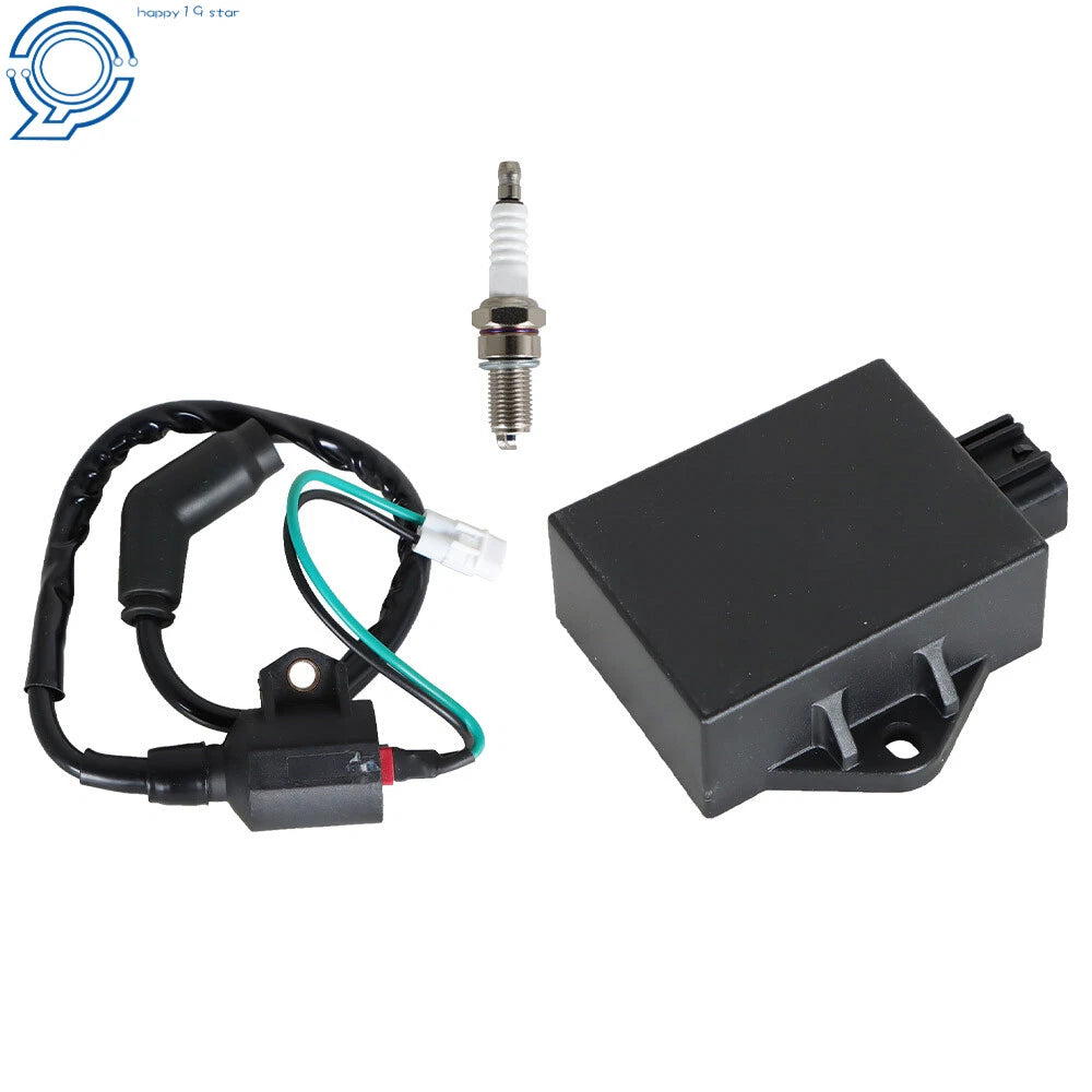 CDI Box Ignition Coil and Spark Plug for Polaris Hawkeye 300 4X4 (2007)