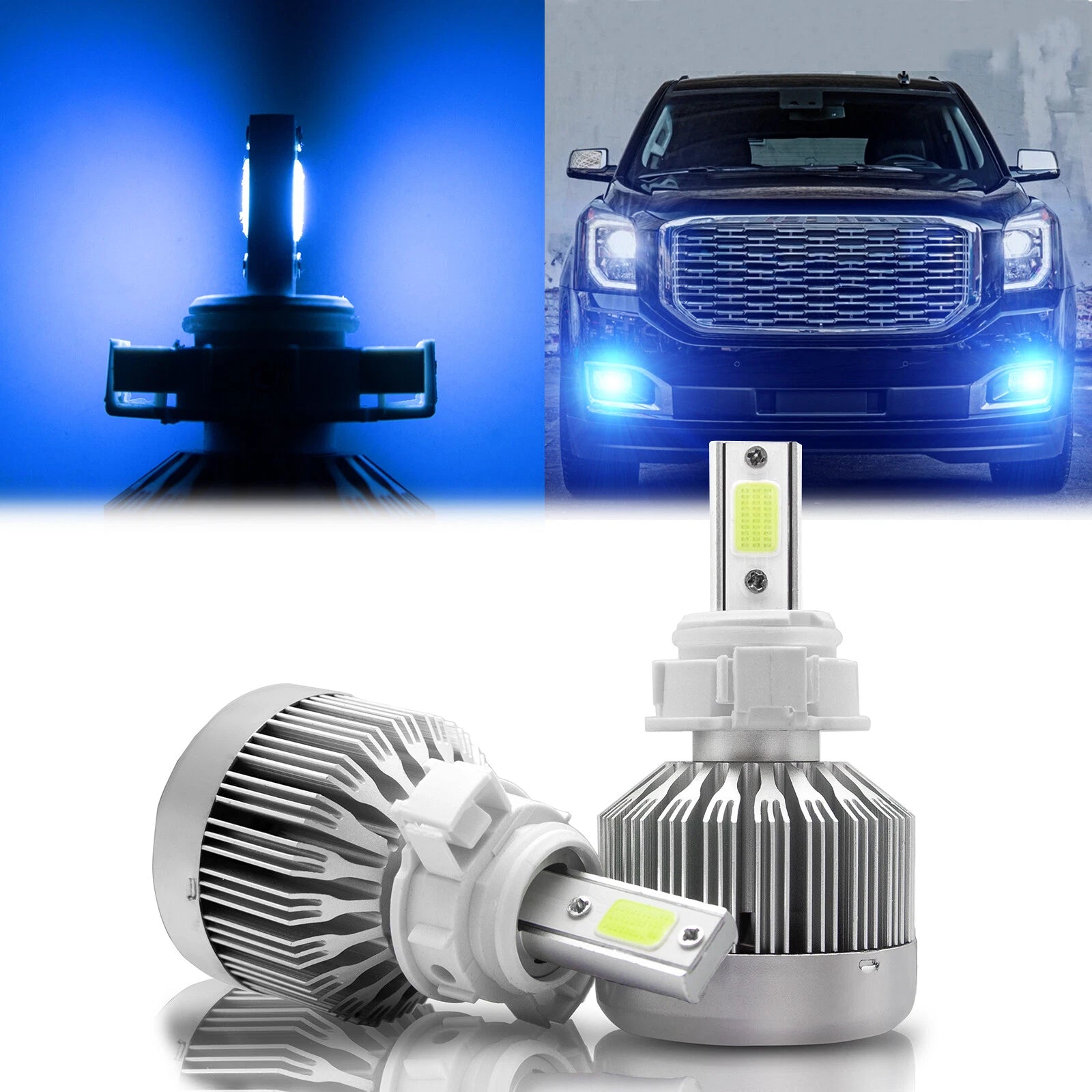 Ice Blue COB LED Fog Light Bulb Kit for GMC Sierra Yukon (2014–2020)