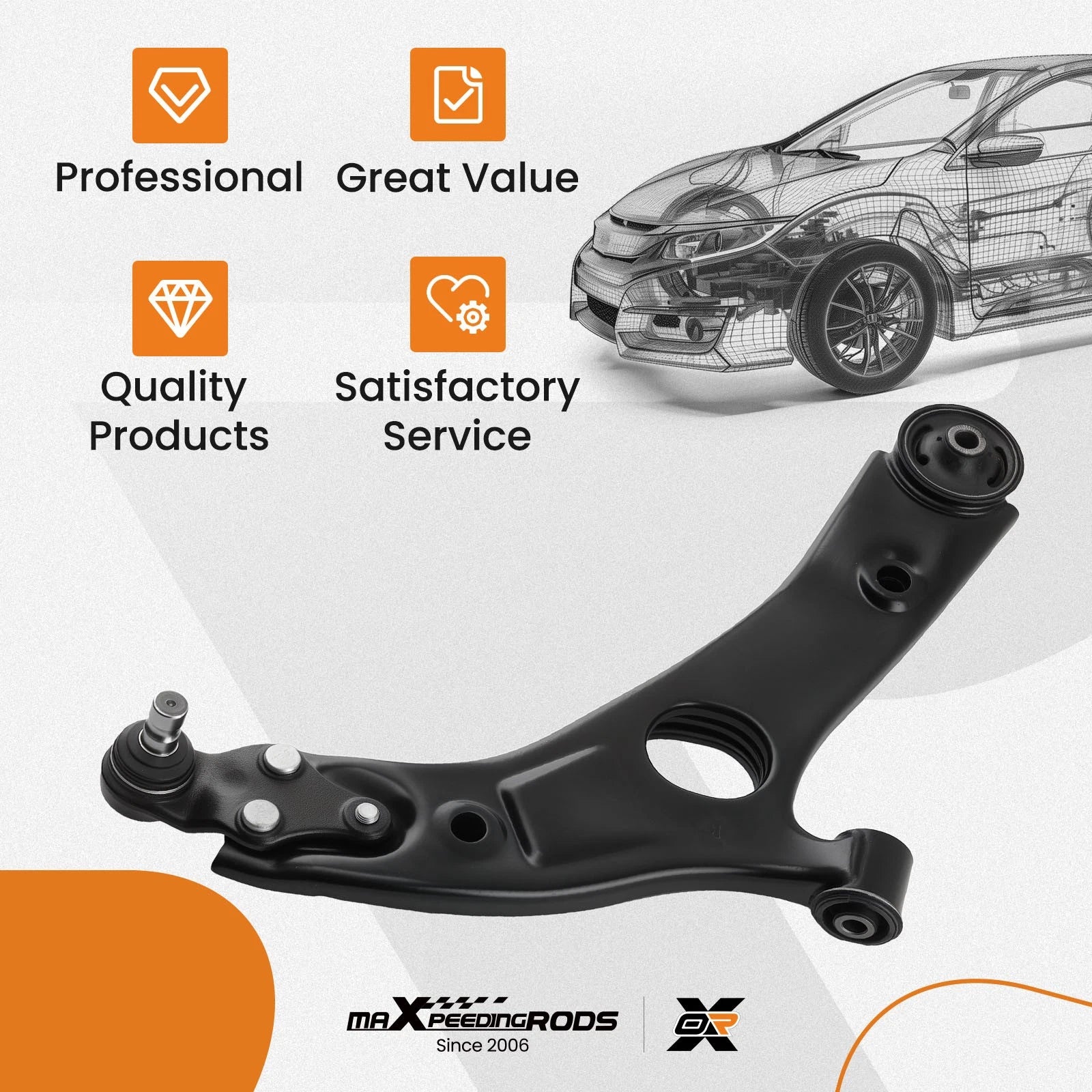 Front Lower Right Control Arm for Hyundai Azera Sonata Cadenza Optima (2011–2015)