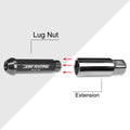 20Pc M12X1.5 Black JDM Open End Conical Wheel Lug Nuts + Extension 25mm