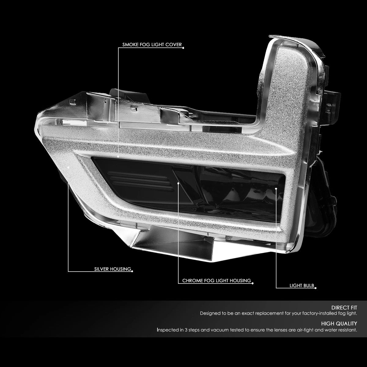 Pair of Smoked Lens Fog Lights with Switch & Silver Bezels for Rogue (2017–2018)