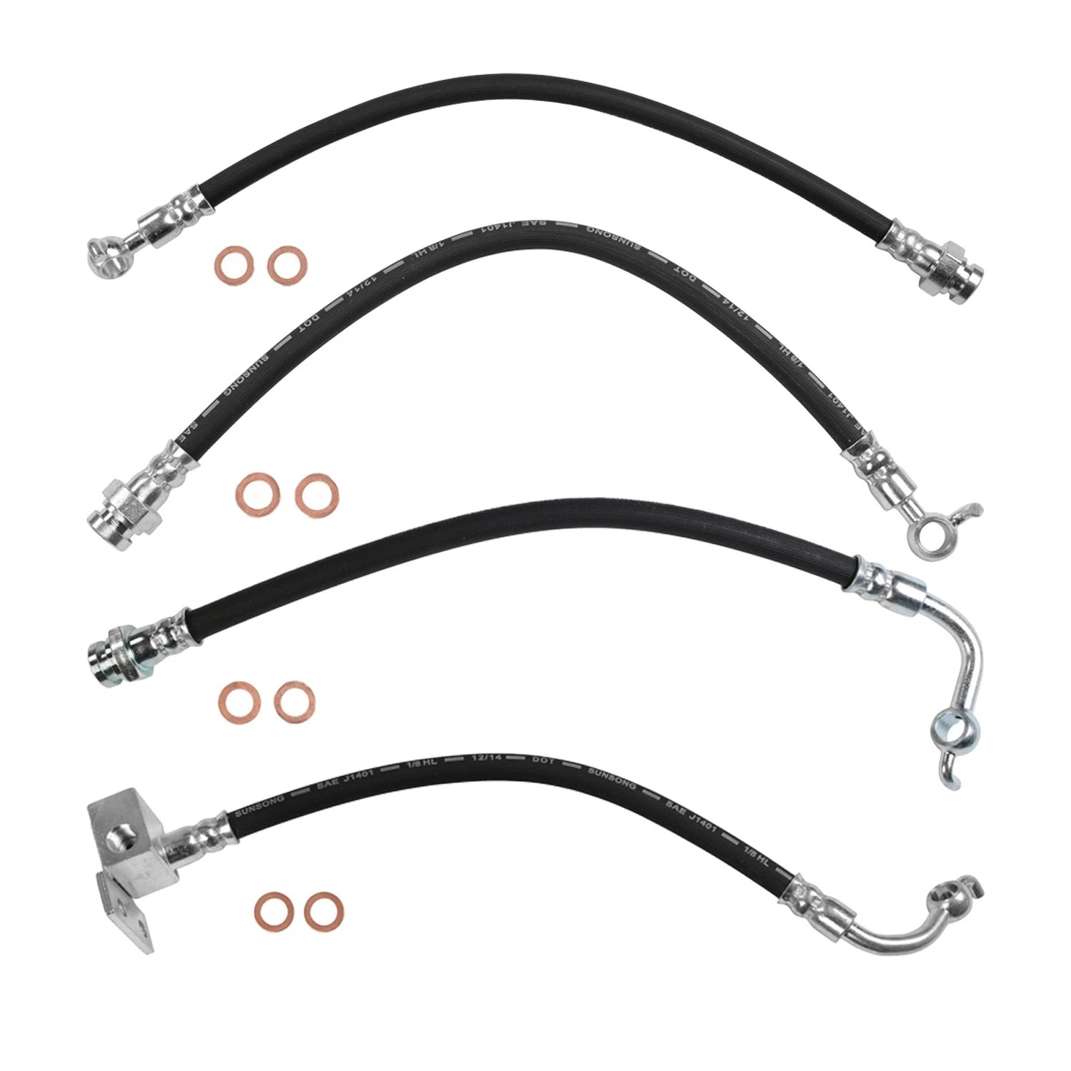 Sunsong 4X Brake Hydraulic Hose Kit for Mazda Miata (1990–2005)