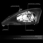 Headlight Lamp Assembly for Ford Focus (2003–2004) Driver Side Black Housing