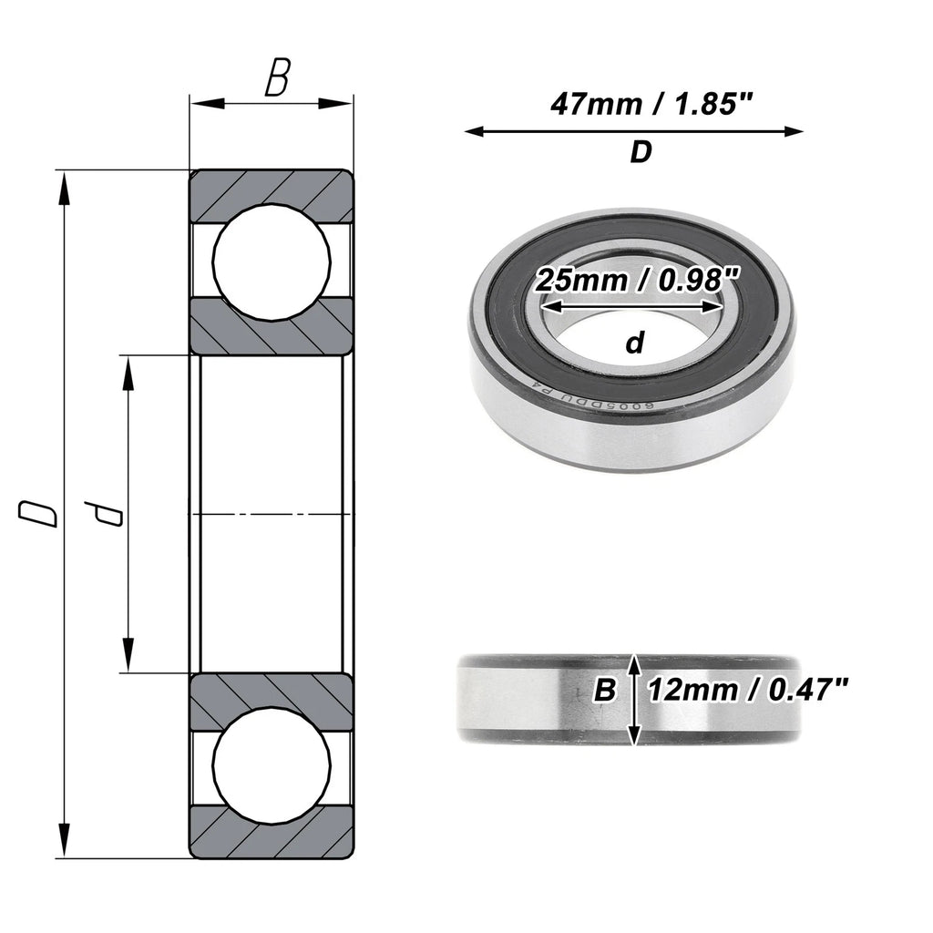 1 Pc 6005DDU Deep Groove Ball Bearing for Scooter Skateboard Wheel (P4)