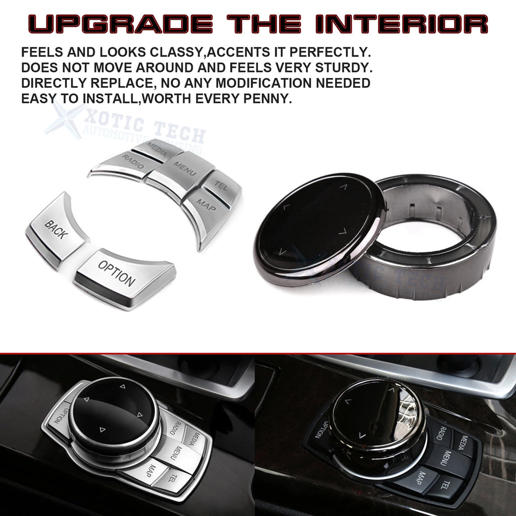 iDrive 7-Button Black Interior Multimedia Cover Trim for BMW 2-5 Series (2014-2019)
