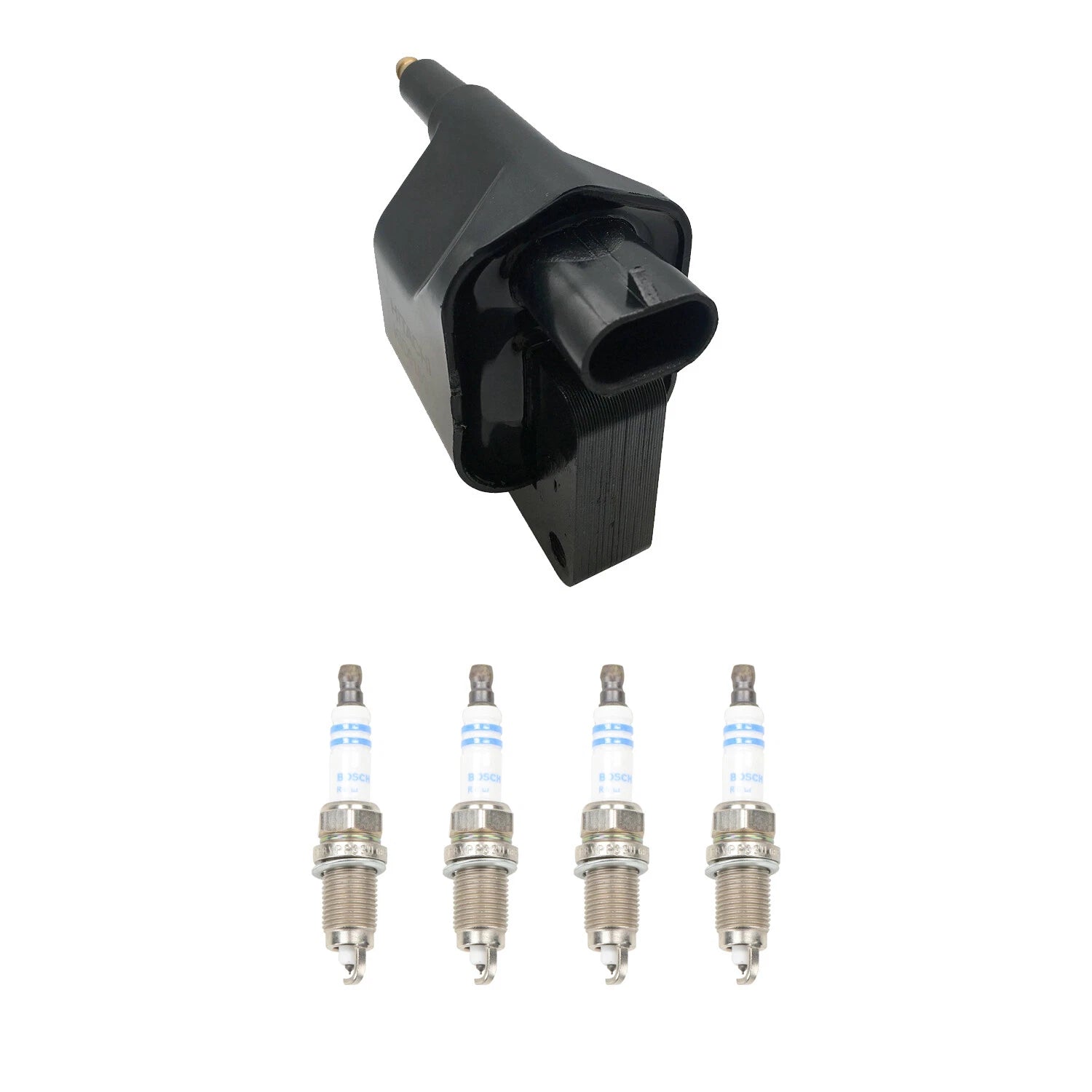 Set of 4 Hitachi Ignition Coils & Bosch Platinum Spark Plugs for Cherokee Dakota (1997–2004)