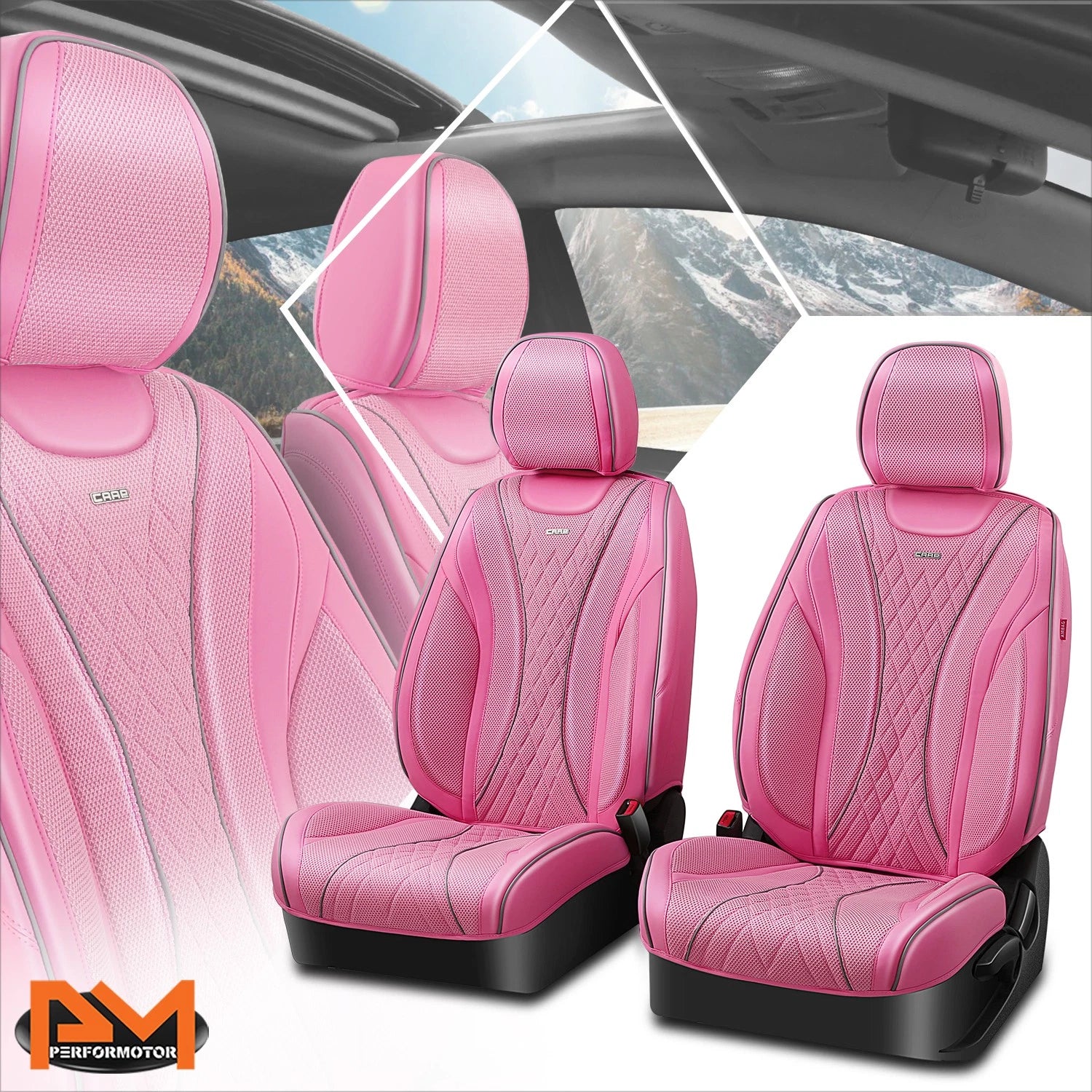 1st Front Row Bucket Seat Cover for Universal Vehicles - Diamond Series Pink