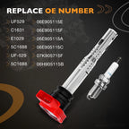 Set of 4 UF529 Ignition Coils & Spark Plugs for Audi TT A4 A5 VW Tiguan Jetta (2000–2023)