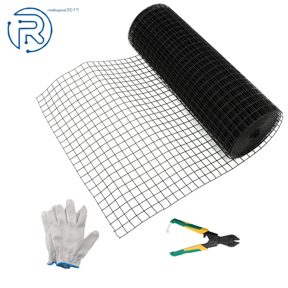 1.5in x 50ft Black Vinyl Coated Hardware Cloth for Chicken Rabbit (16 Gauge)