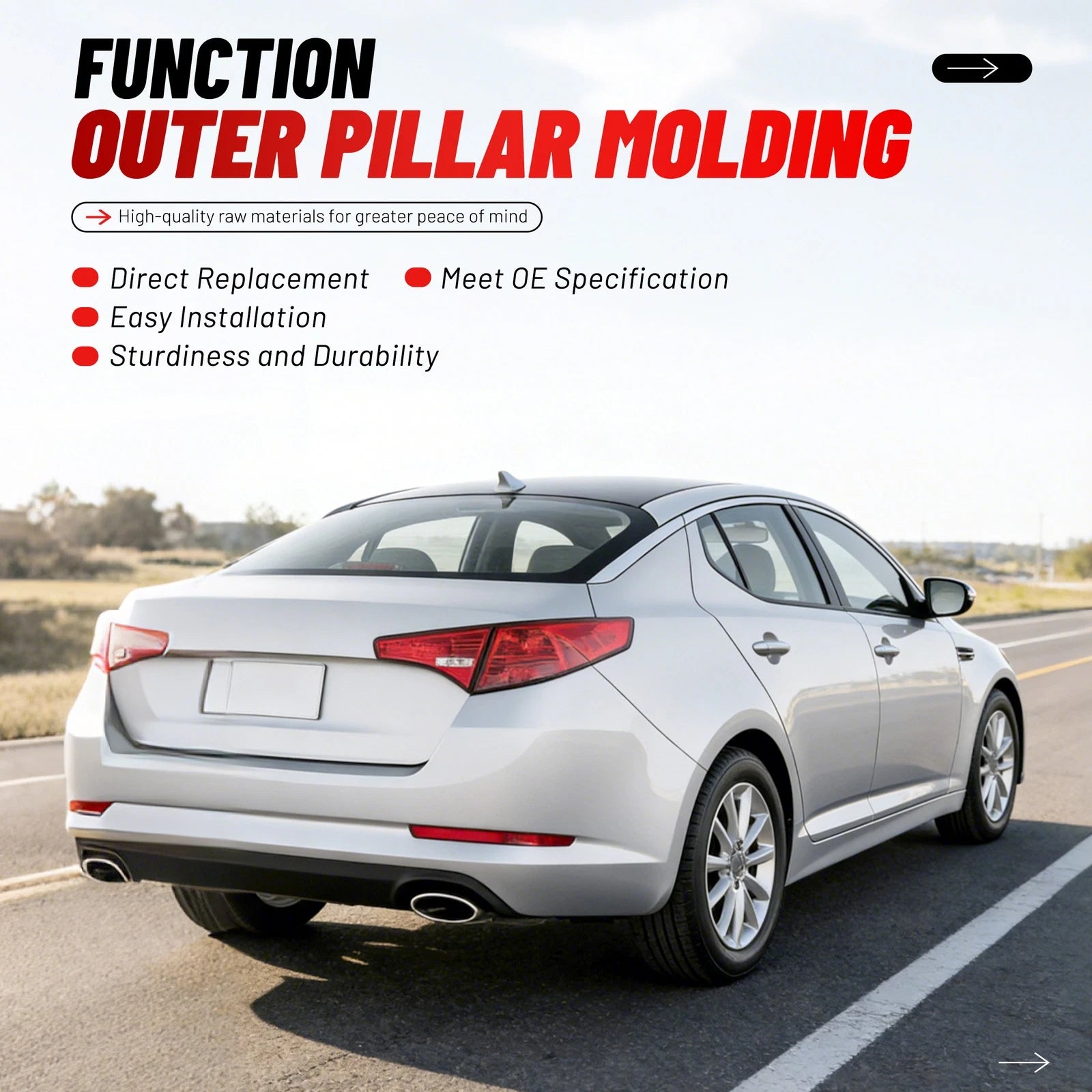 Pair of Outer Pillar Molding Trim for Kia Optima (2011–2016)
