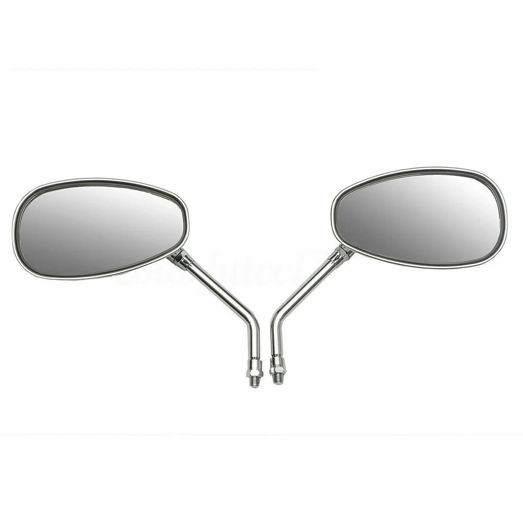 Chrome Motorcycle Oval Rearview Side Mirrors 10mm for Cruiser Chopper