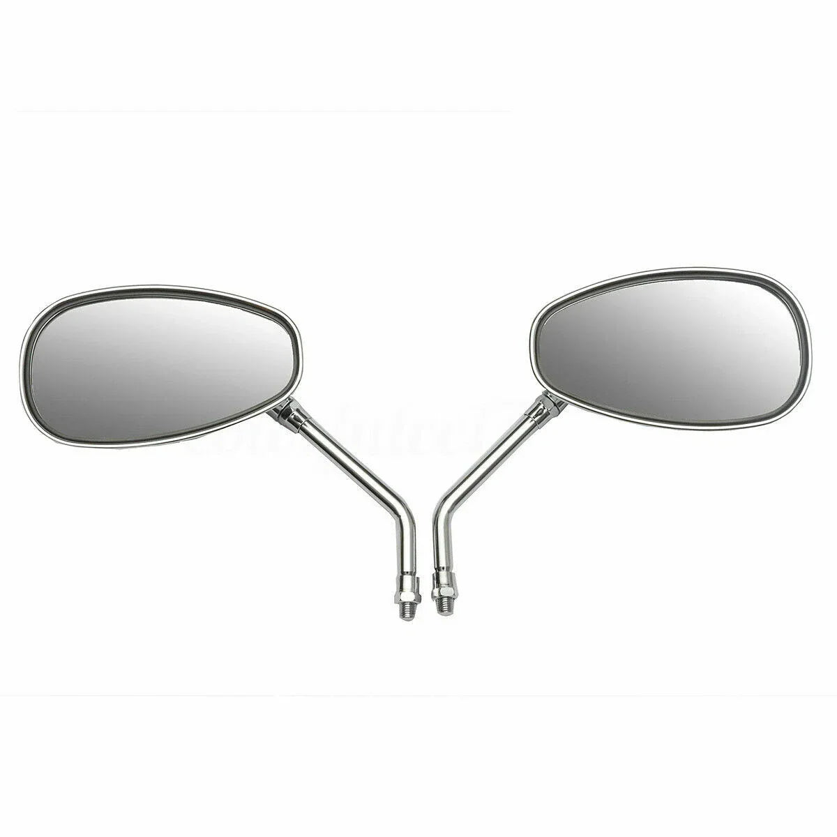 Chrome Motorcycle Oval Rearview Side Mirrors 10mm for Cruiser Chopper