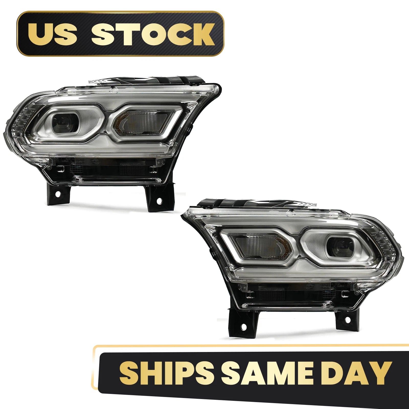 LED Headlight Set for Dodge Durango (2021–2025) w/ Halogen Turn Signal