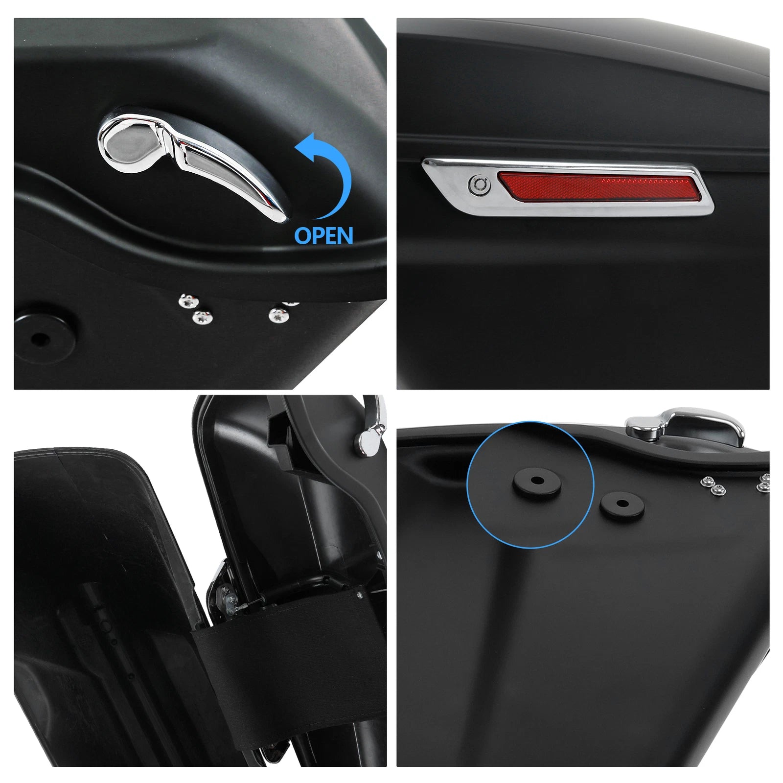 5" Stretched Hard Saddlebags for Harley Touring Road Glide (1993–2013)