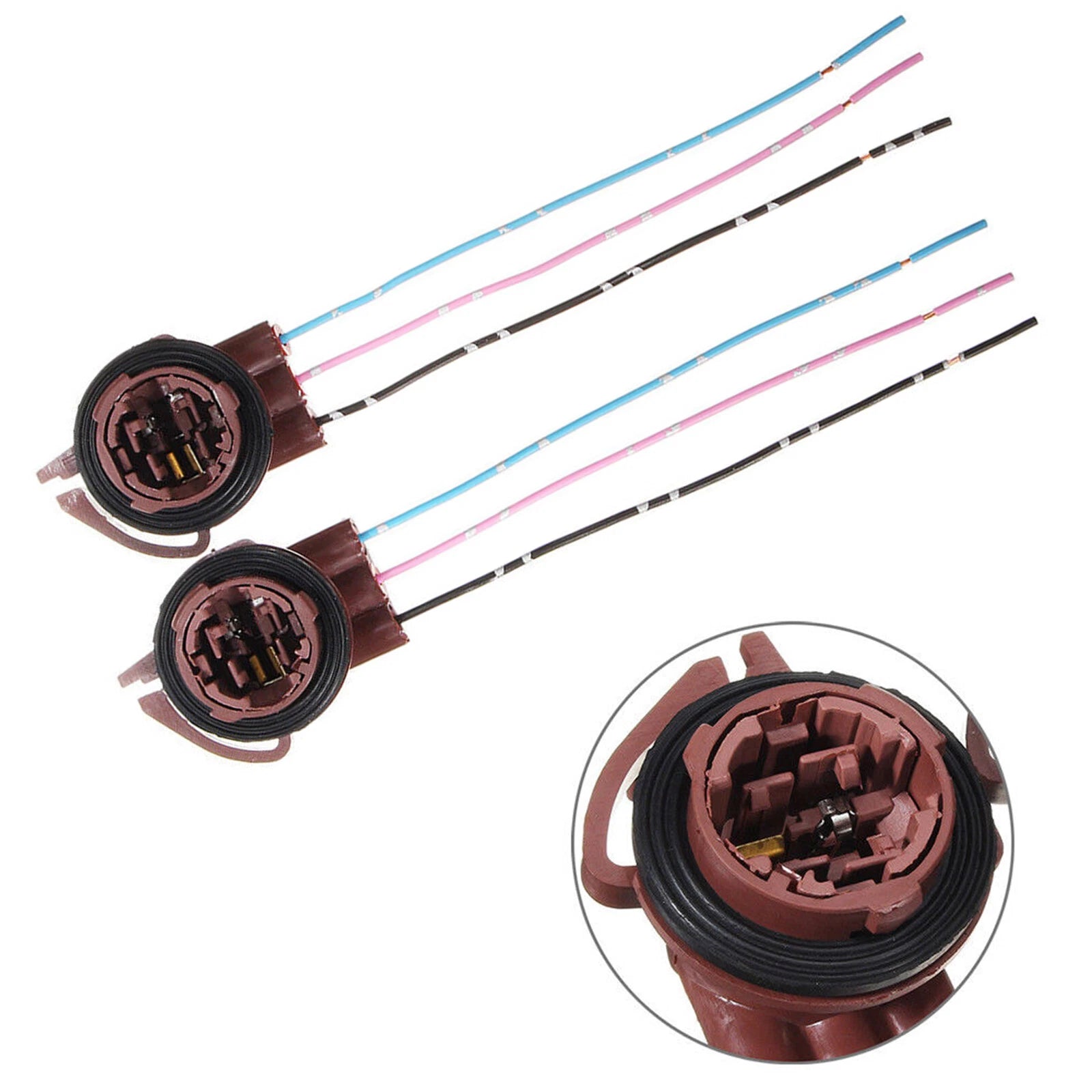 Turn Signal Light Harness Wire Plug Connectors Pair for 4157NA 3157B (-)