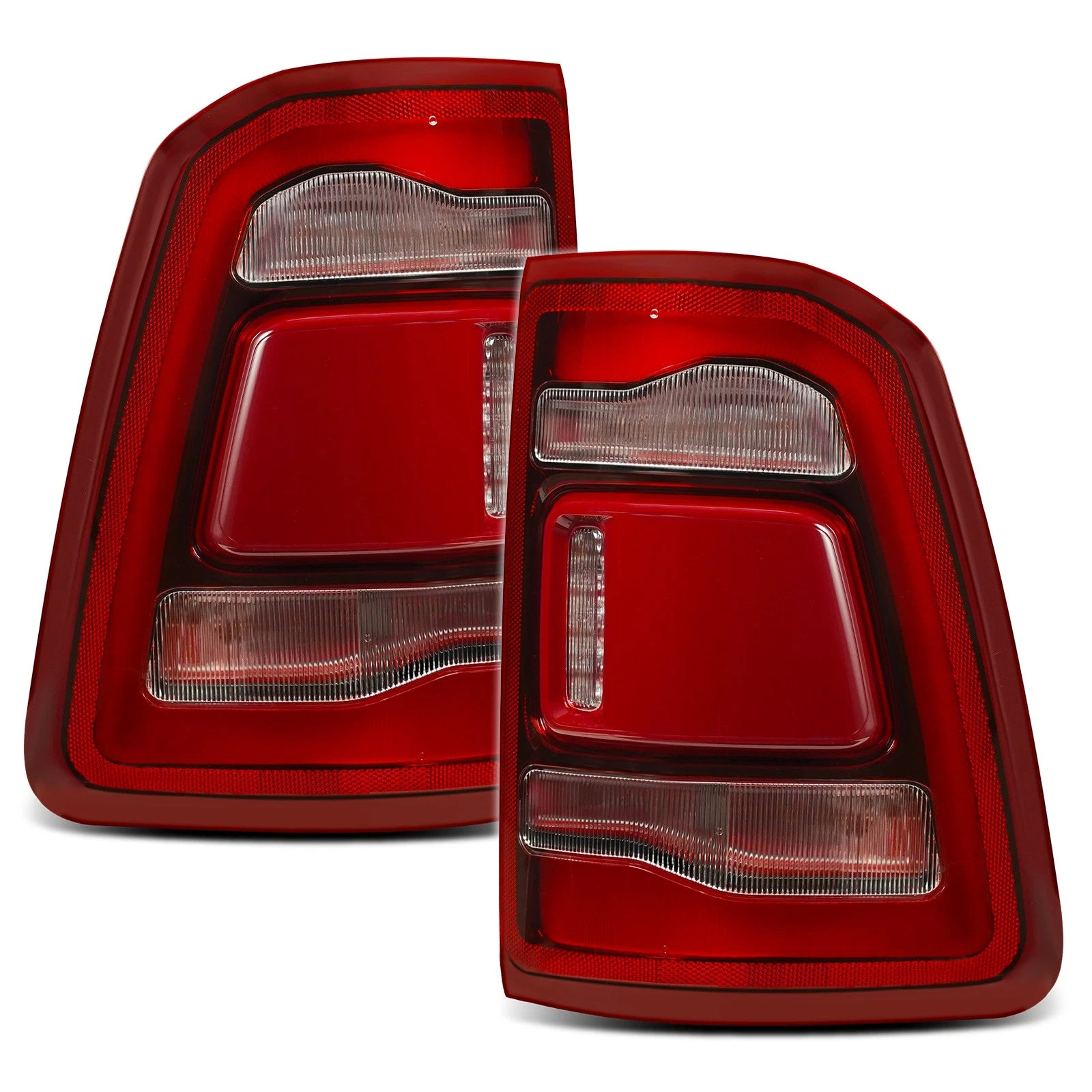 Pair LED Tail Lights for RAM 1500 (2019–2024) Chrome Trim Brake Lamps