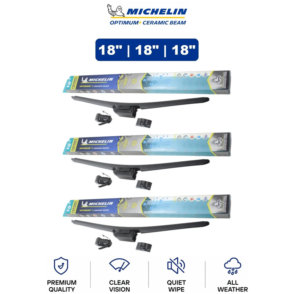 Set of 3 Michelin Optimum+ 18" Ceramic Beam Wiper Blades for Mazda 86-89