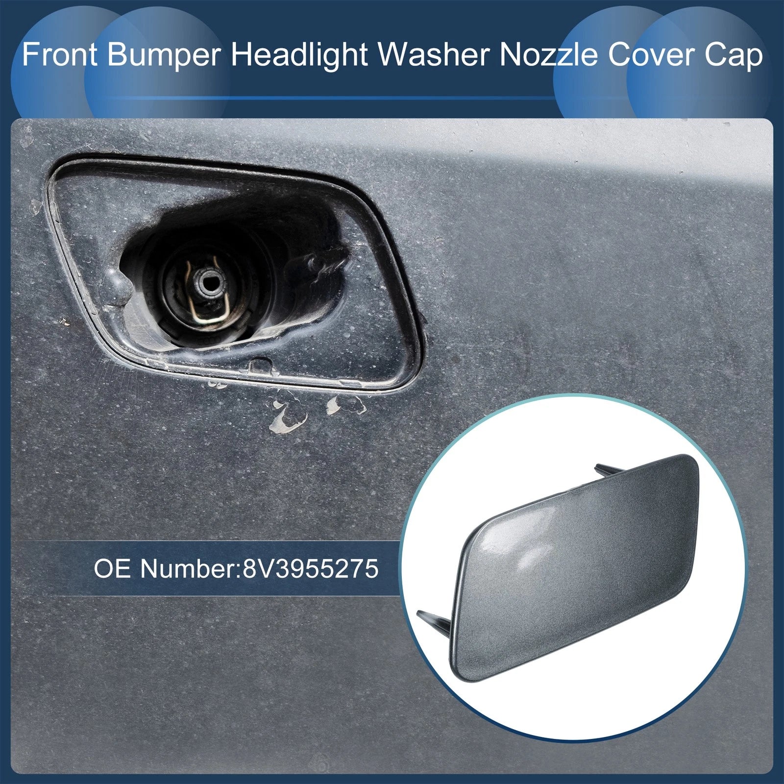 Front Left Washer Nozzle Cover Cap for Audi A3 8V (2016–2020) Gray 1 Pcs
