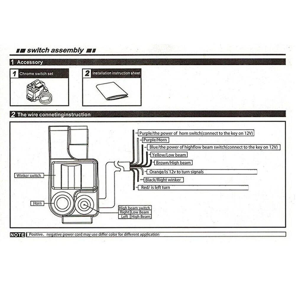 7/8" Left Motorcycle Handlebar Switch for Turn Signal, High/Low Beam, Horn