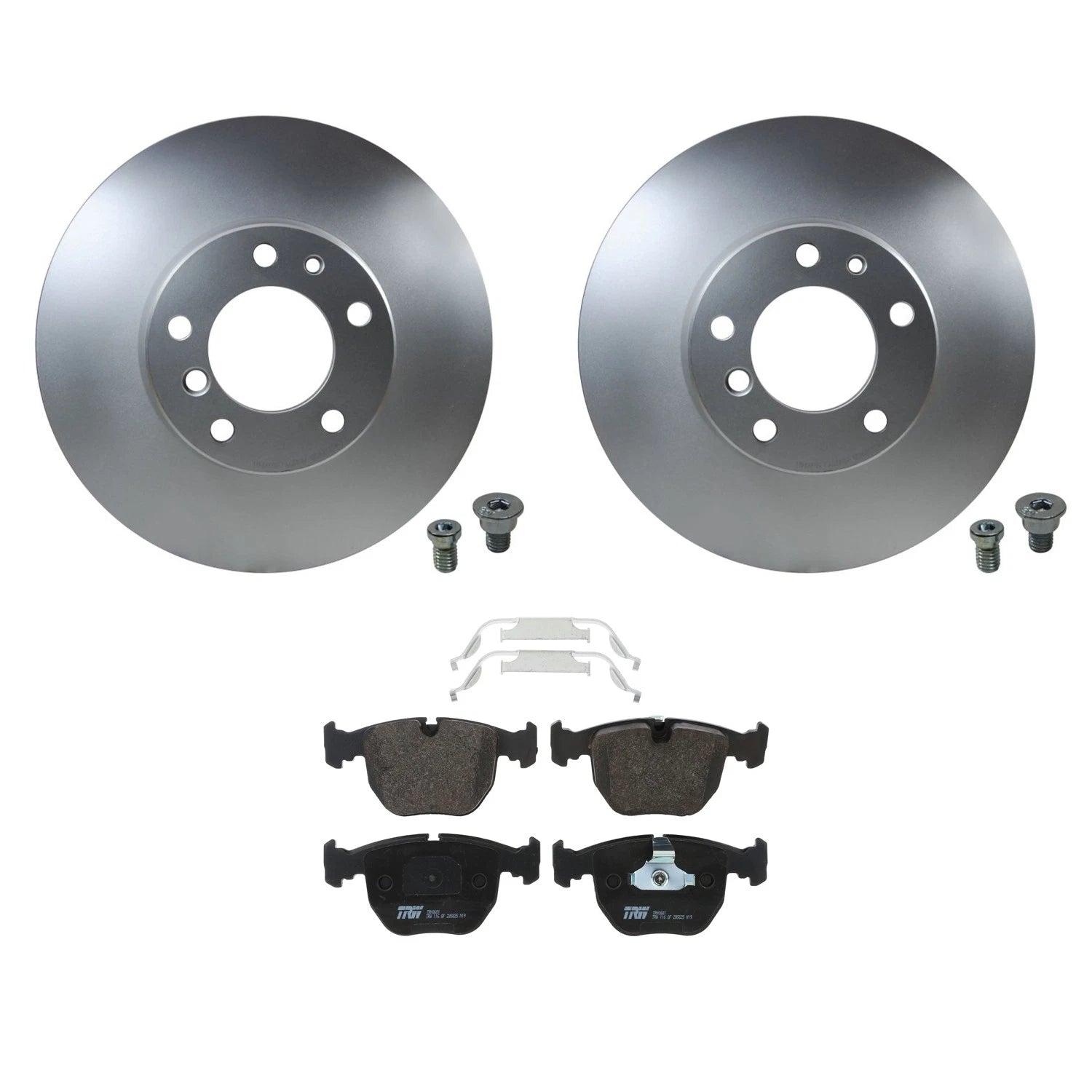 Hella Front Rotors & TRW Pro Low-Met Disc Brake Pads Kit for BMW E39 (1997–2003)