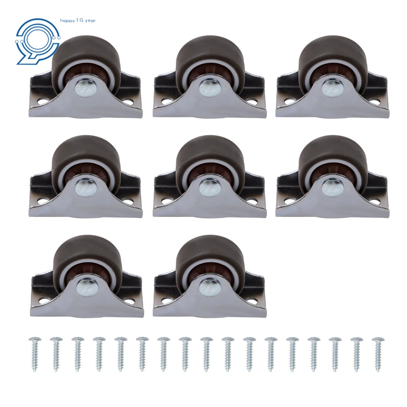 Set of 8 Mini Caster Wheels for Low Profile Applications (Non-Swivel)