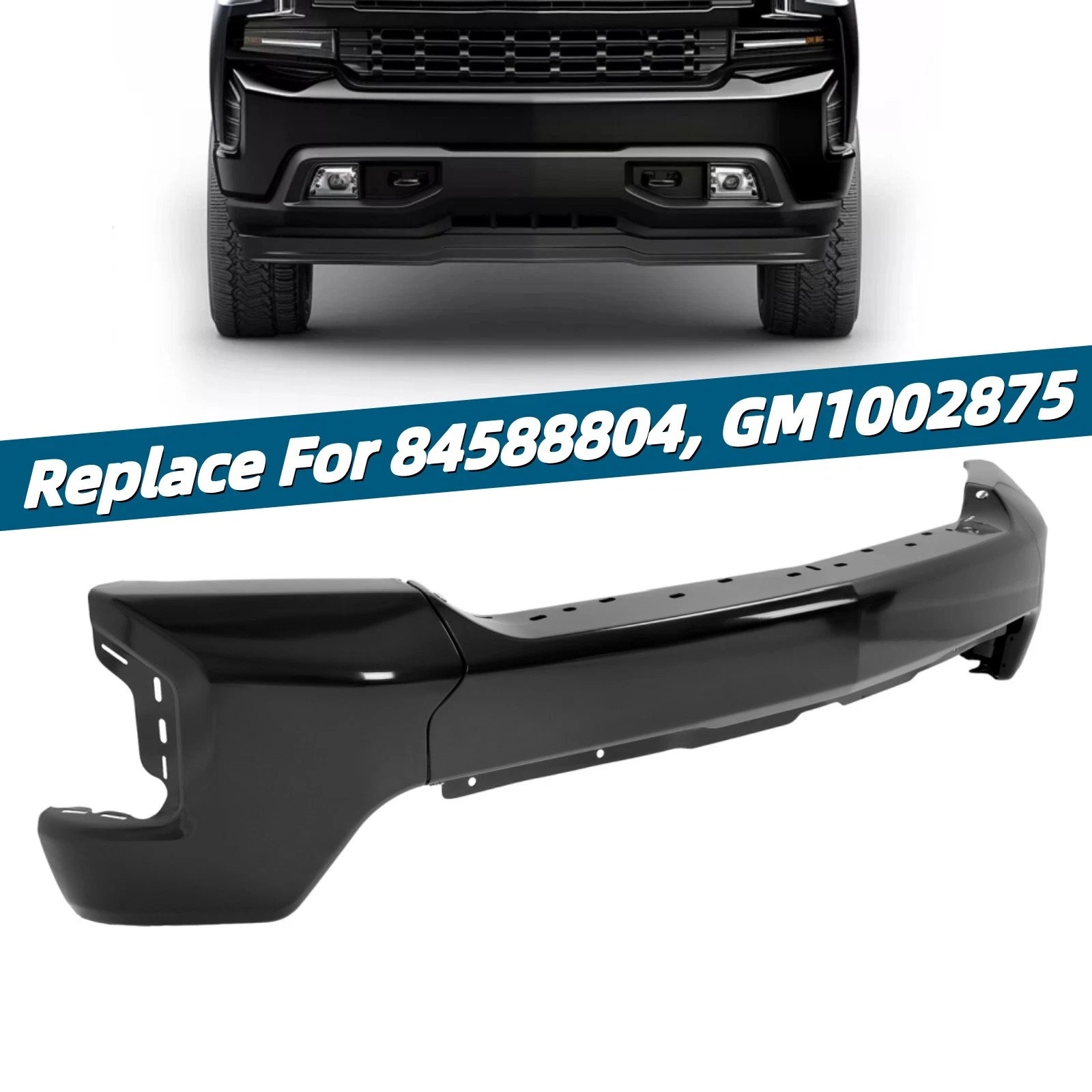 Front Bumper Face Bar for Chevrolet Silverado 1500 (2019–2022) Steel Black