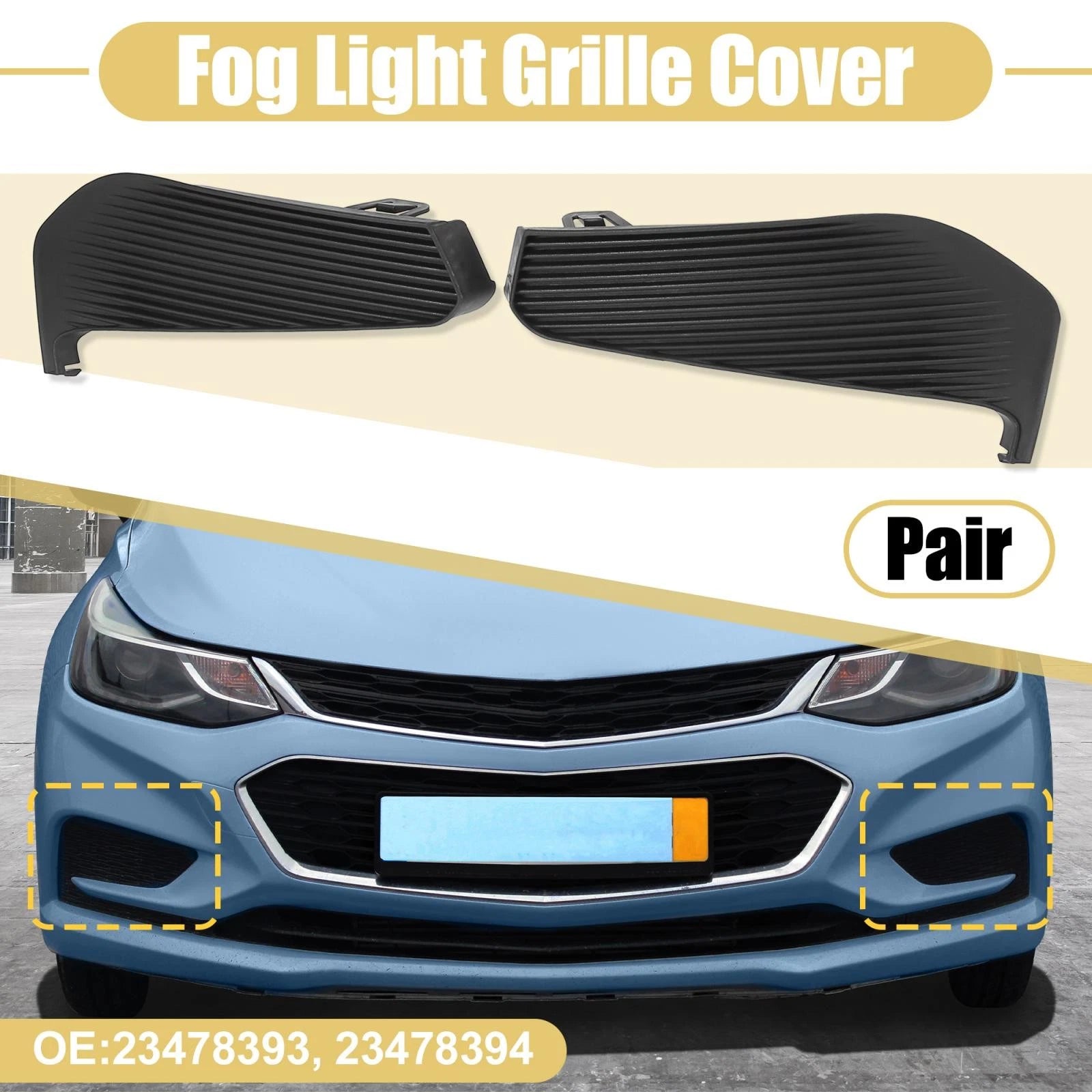 Pair Fog Light Covers for Chevrolet Malibu (2016–2018) 23478393 23478394
