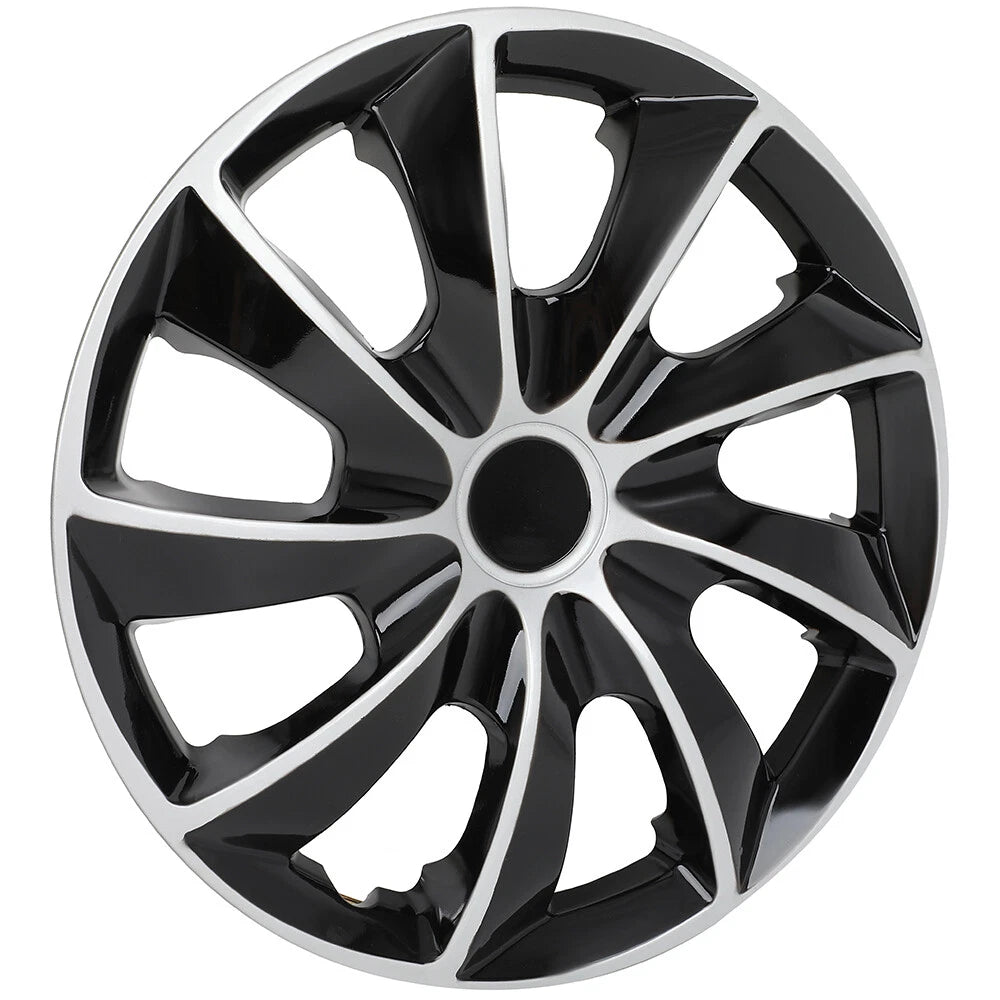 Set of 4 Wheel Hub Caps for All Makes Models (16") Black & Silver