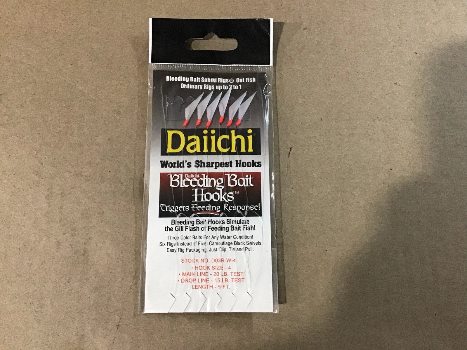 Set of 6 Daiichi Bleeding Sabiki Rig Red Head/White Size 4 D03R-W4