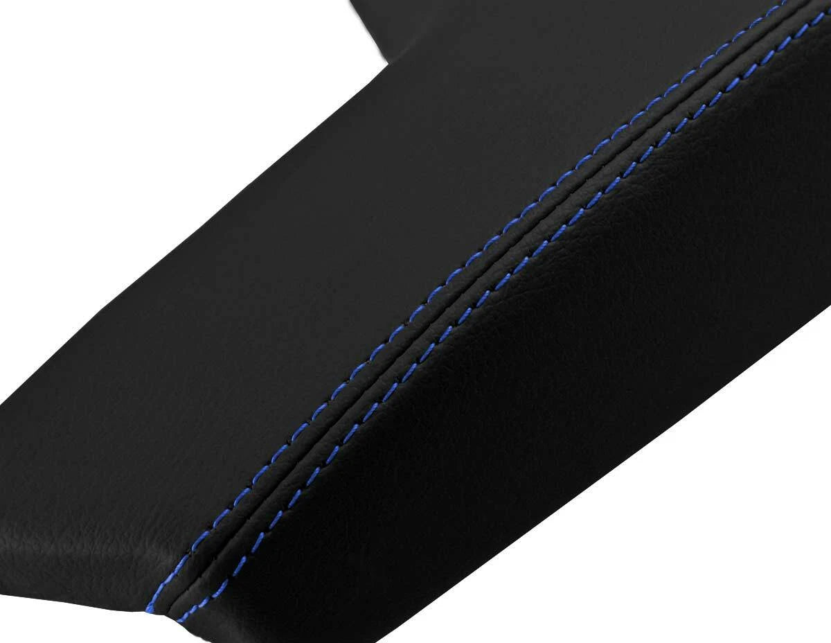 Leather Console Lid Armrest Cover for Buick Regal (2011–2017) Black Blue Stitch