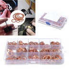280pcs Solid Copper Crush Washers Assorted Seal Flat Ring Hardware Kit