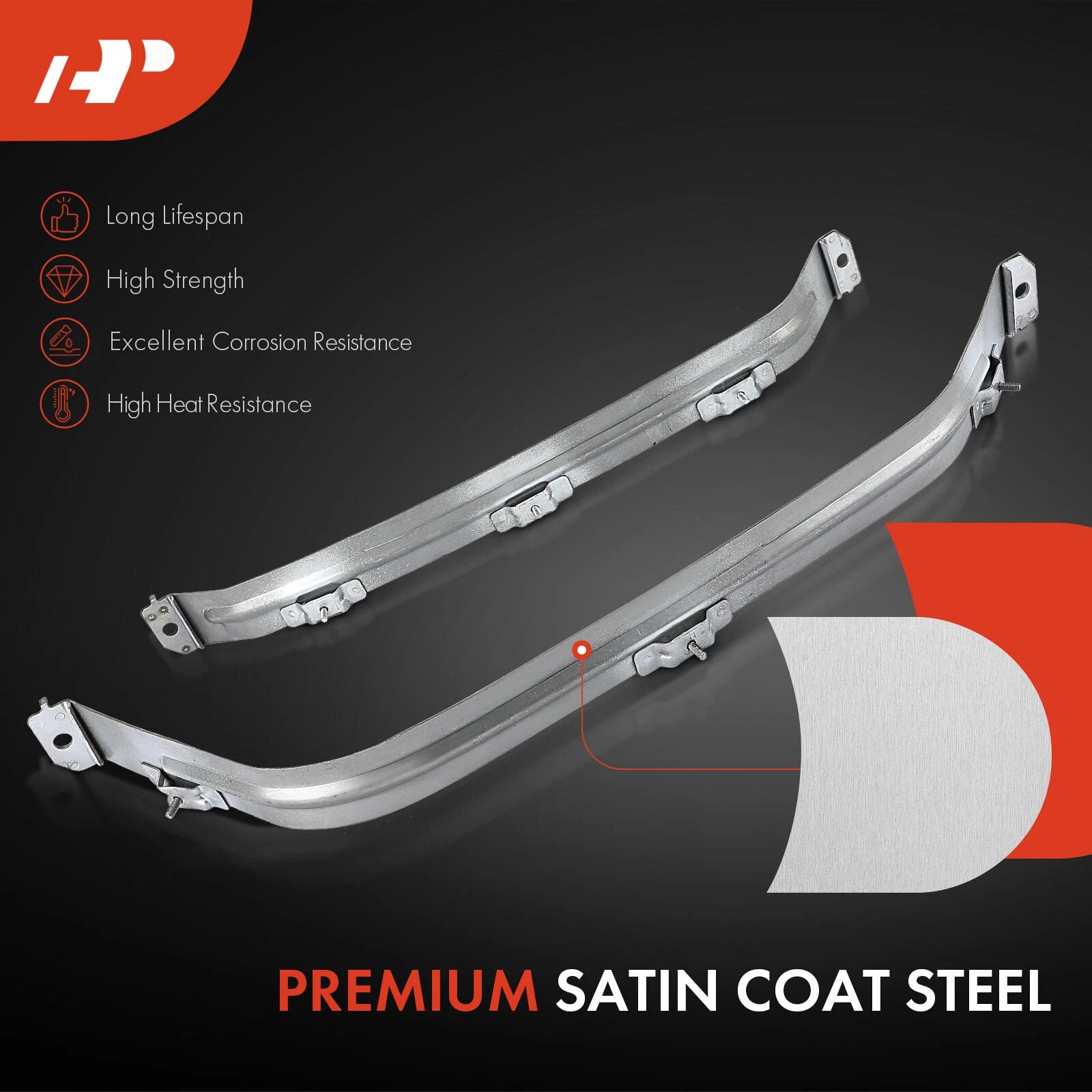 2X Steel Fuel Tank Straps for Honda Ridgeline (2006–2014)