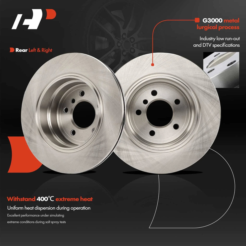 Rear Disc Brake Rotors & Ceramic Pads for BMW 525xi 2006–2007