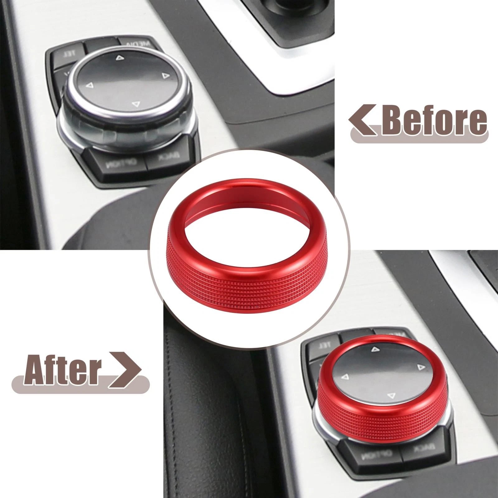 Multimedia Knob Cover Ring for BMW 1 2 3 4 5 6 7 Series X3 X4 X5 X6 (F01 F02) Red