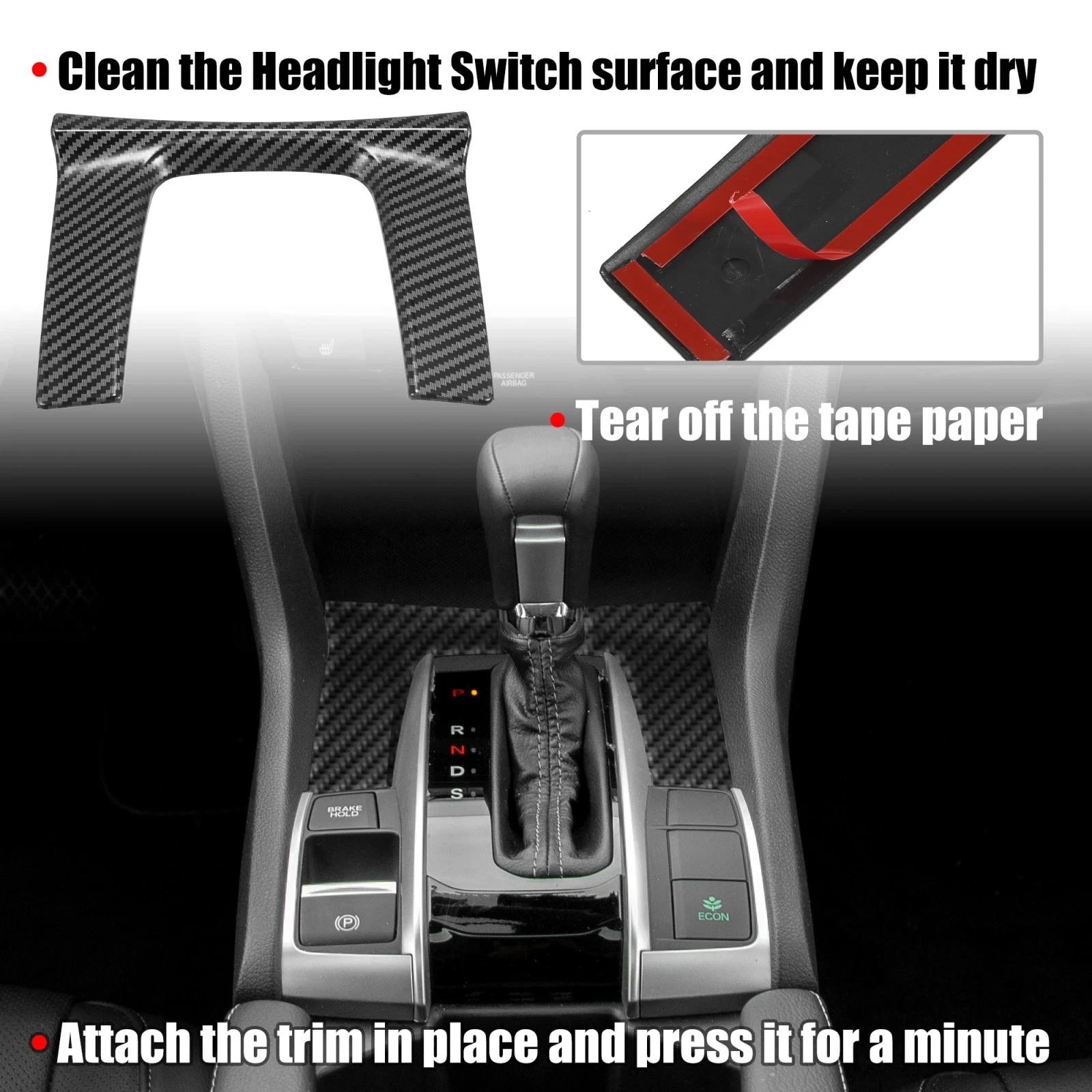 Gear Panel Trim Shift Box Cover Decal for Honda Civic (2016–2021)