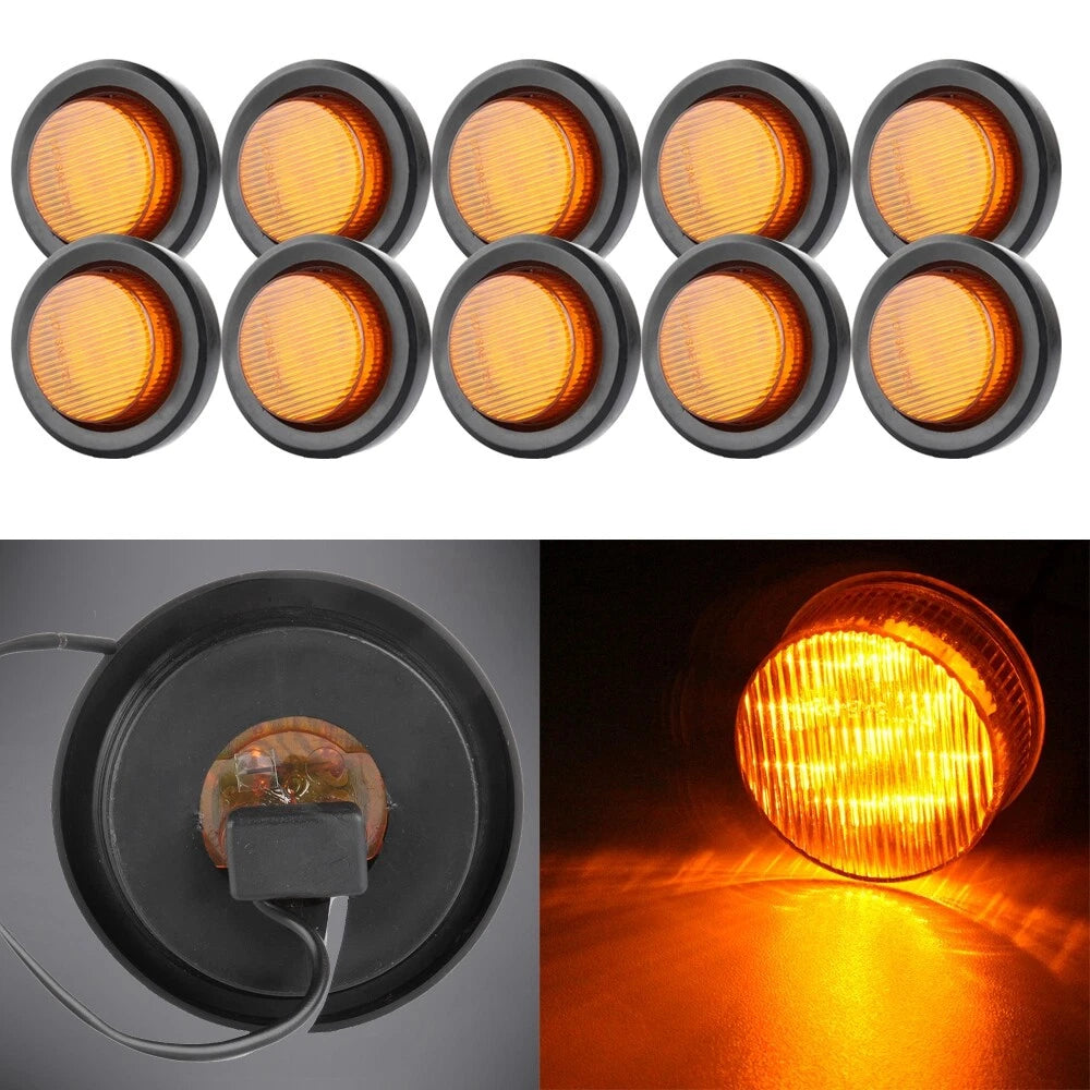 10X Amber Side Marker Trailer Clearance Light for Universal Use (Round)