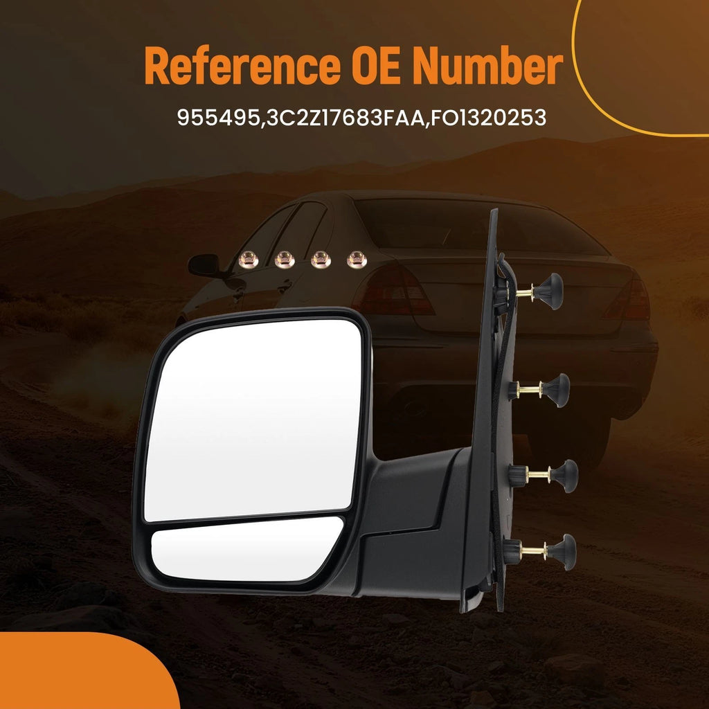 Left Side Mirror for Ford E-150 (2003–2013) Manual Fold Black 955495