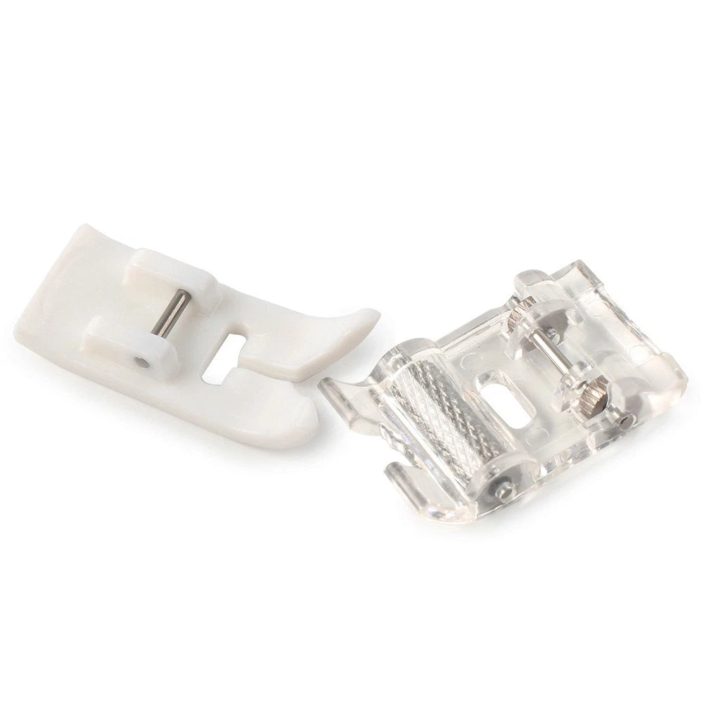 2 Pcs Roller Presser Foot & Non-Stick Zigzag Foot for Brother Singer